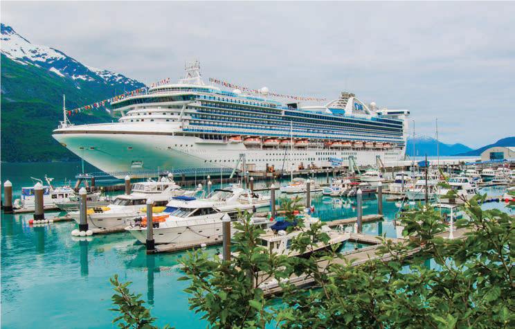 A Princess cruise ship arrives at the port in Whittier.