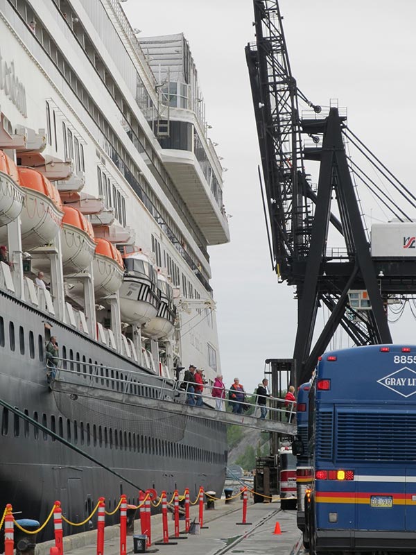 Cruise ship with bus