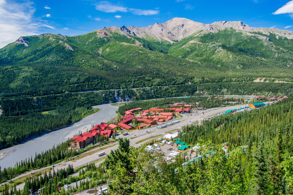 Aerial view of town near Denali National Park